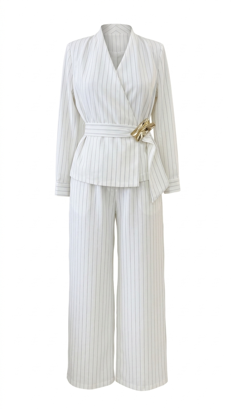 חליפת פסים עם אבזם זהב