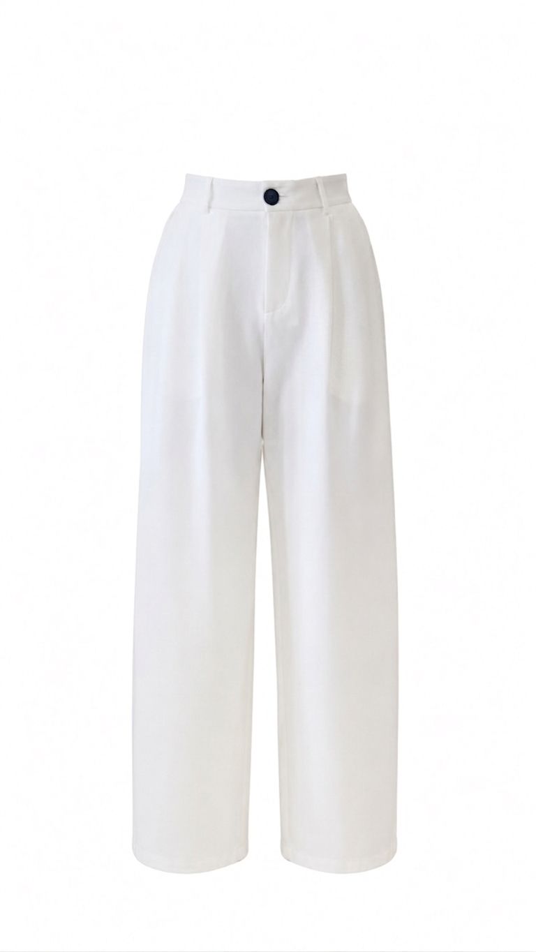 מכנס לבן קלאסי בגזרת wide leg