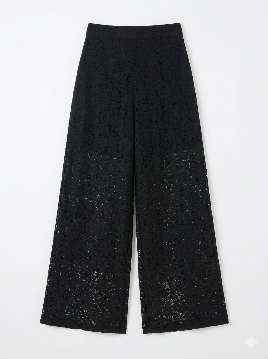 Black Lace Tailored Trousers