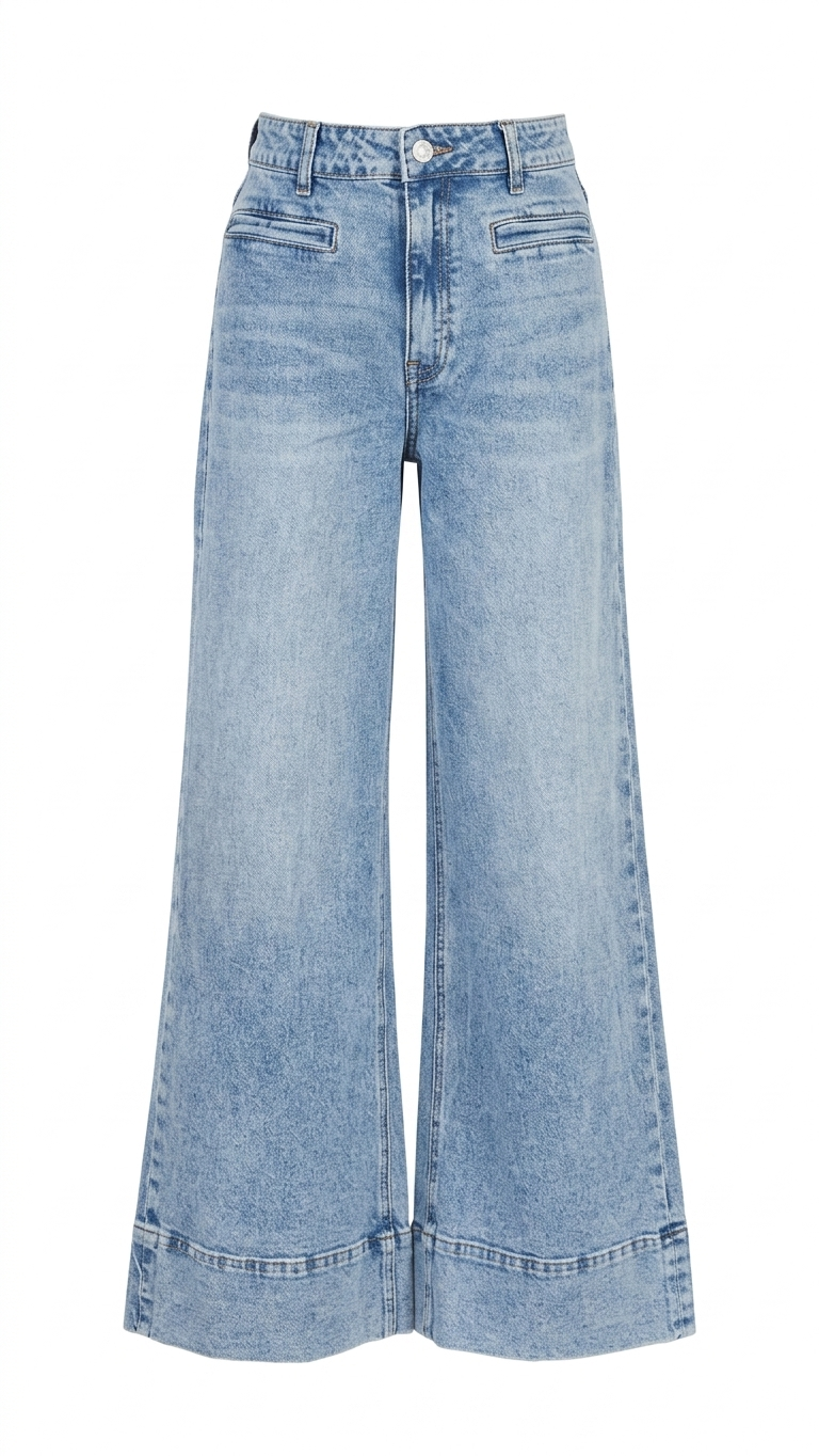 ג׳ינס כחול בהיר בגזרת wide leg