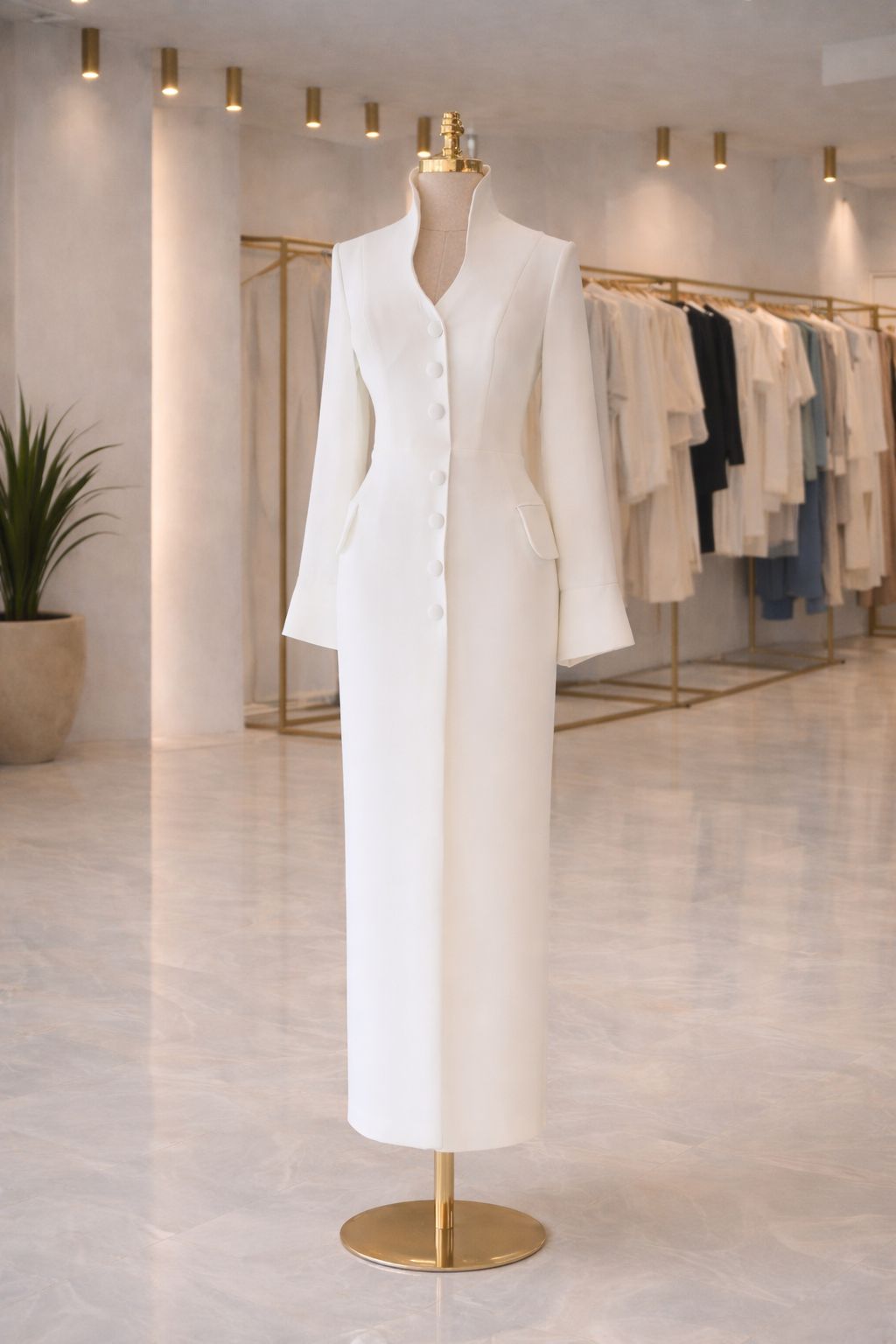 Classic White Maxi Dress with Front Buttons