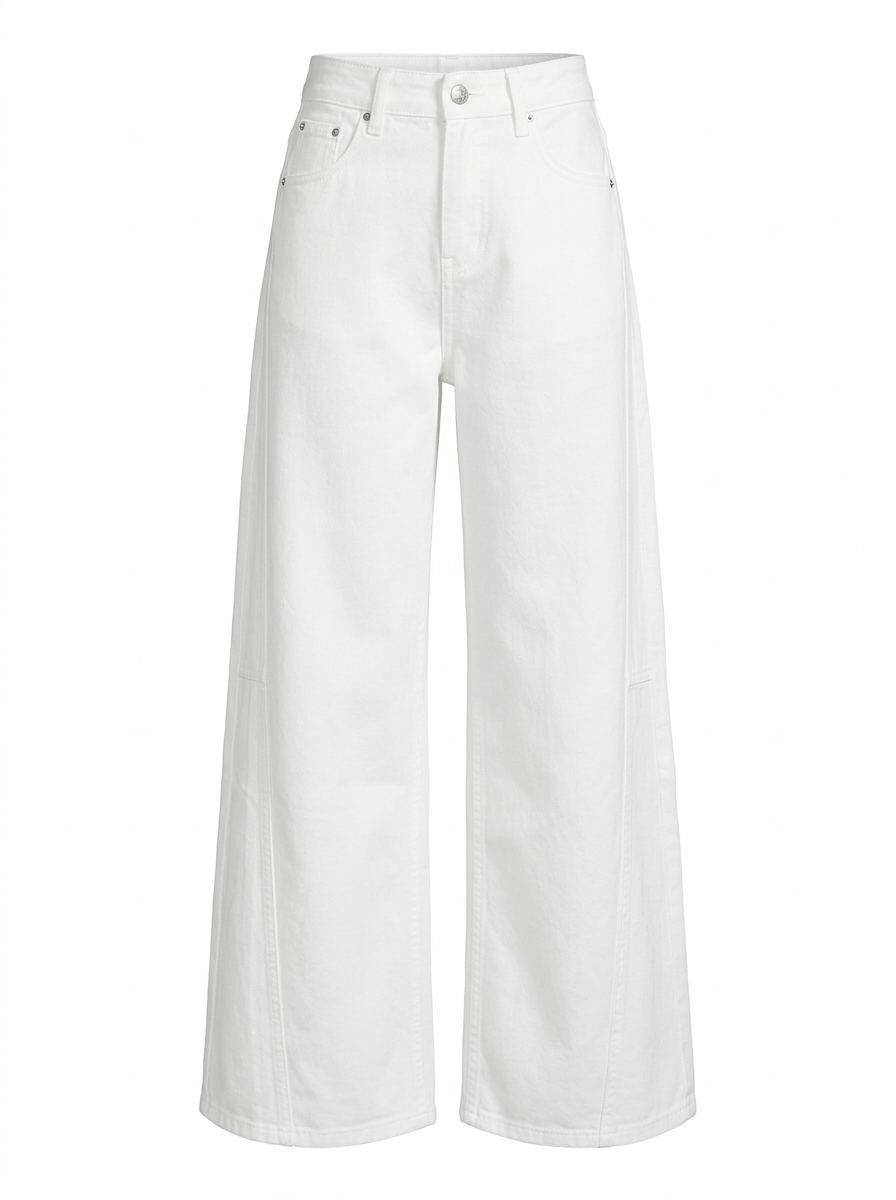 High-Waist Wide-Leg White Jeans
