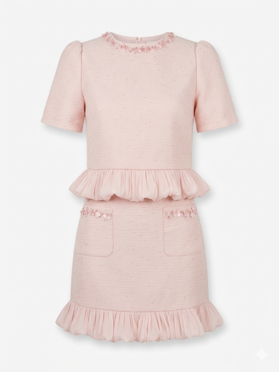 חליפת חצאית וחולצה מלמלה