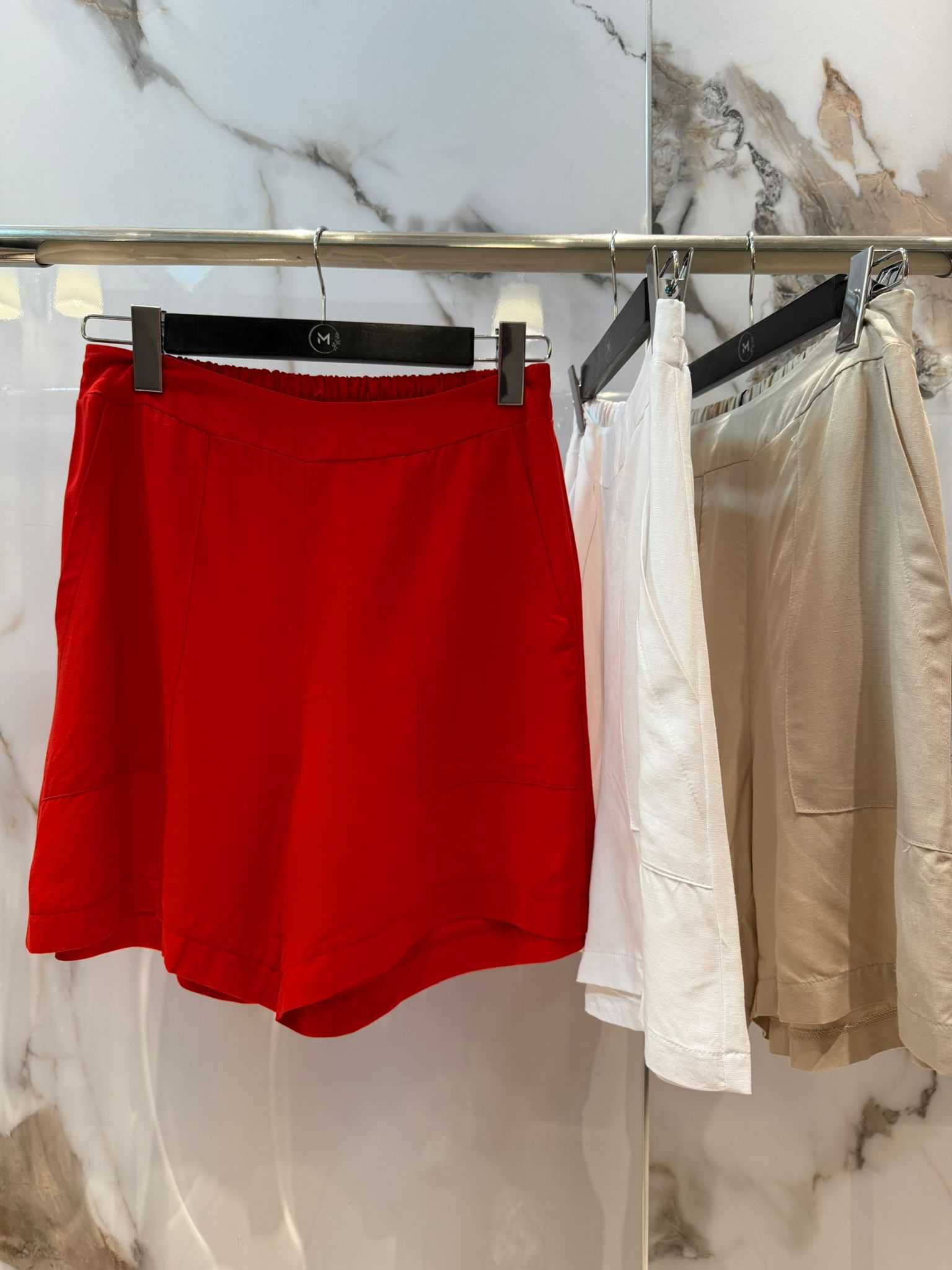 Classic High-Waist Linen Blend Shorts