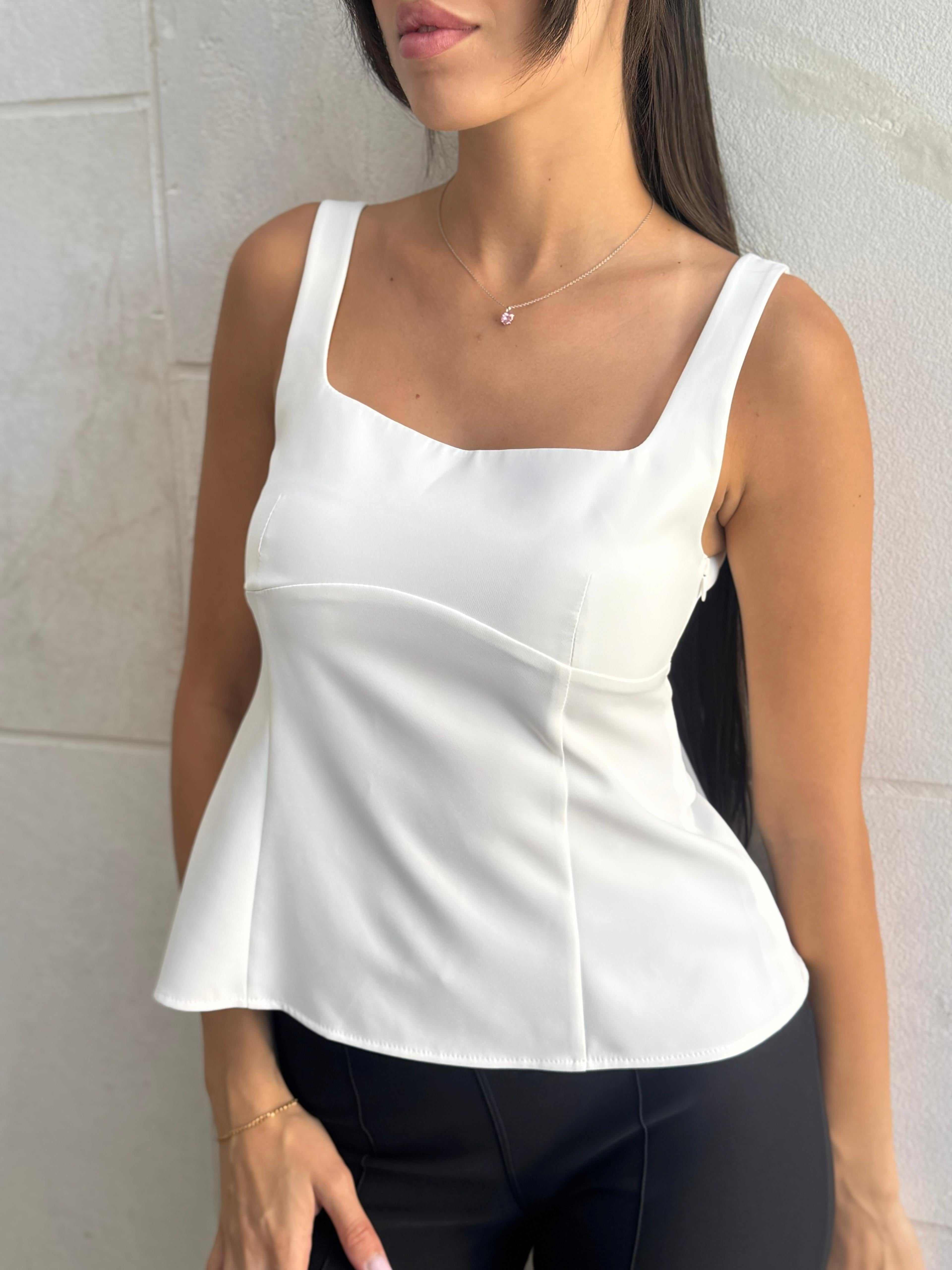 Sleeveless Square-Neck Top with Back Bow Detail