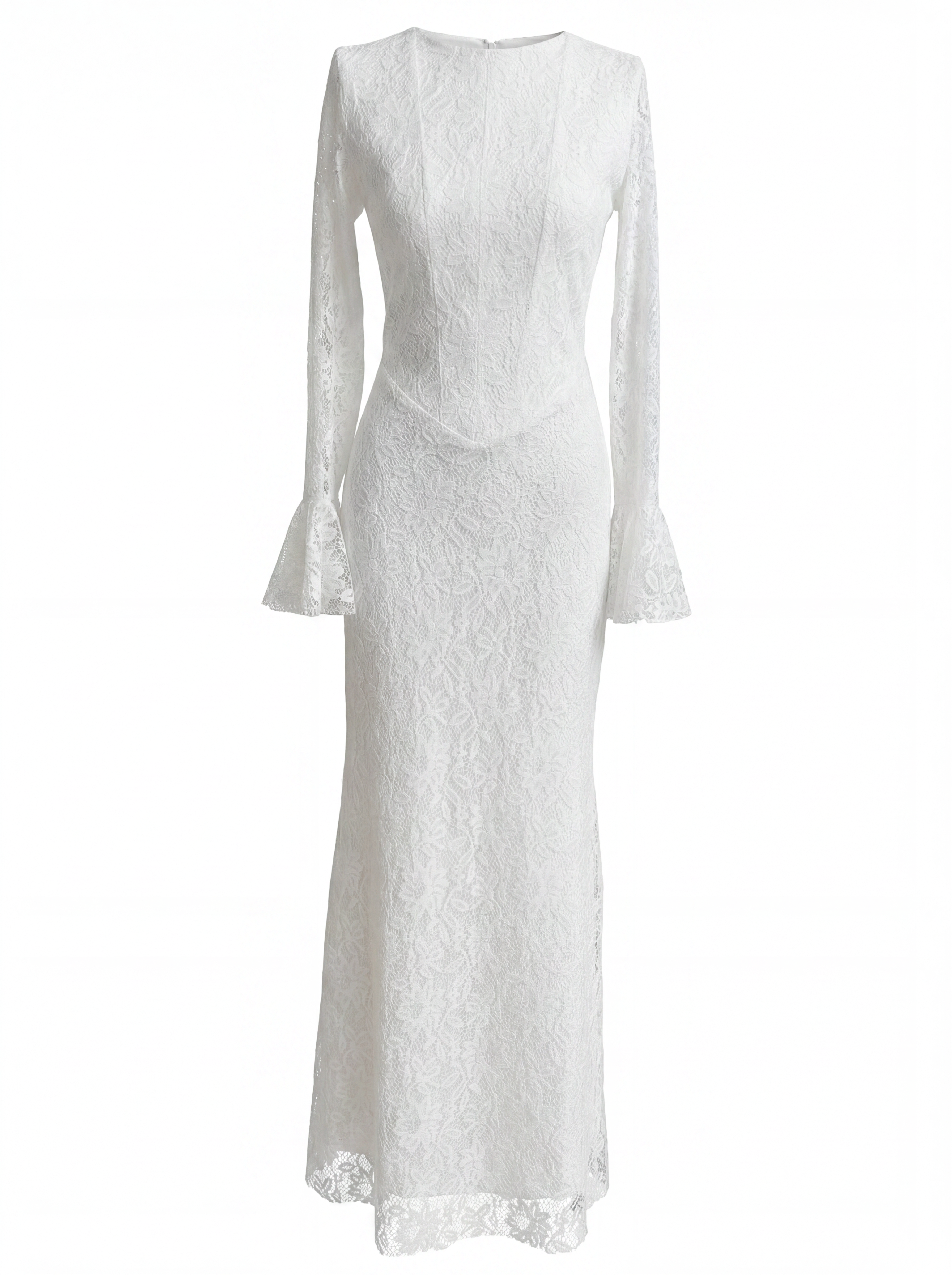 bridal Ethereal Lace Bell-Sleeve Maxi Dress