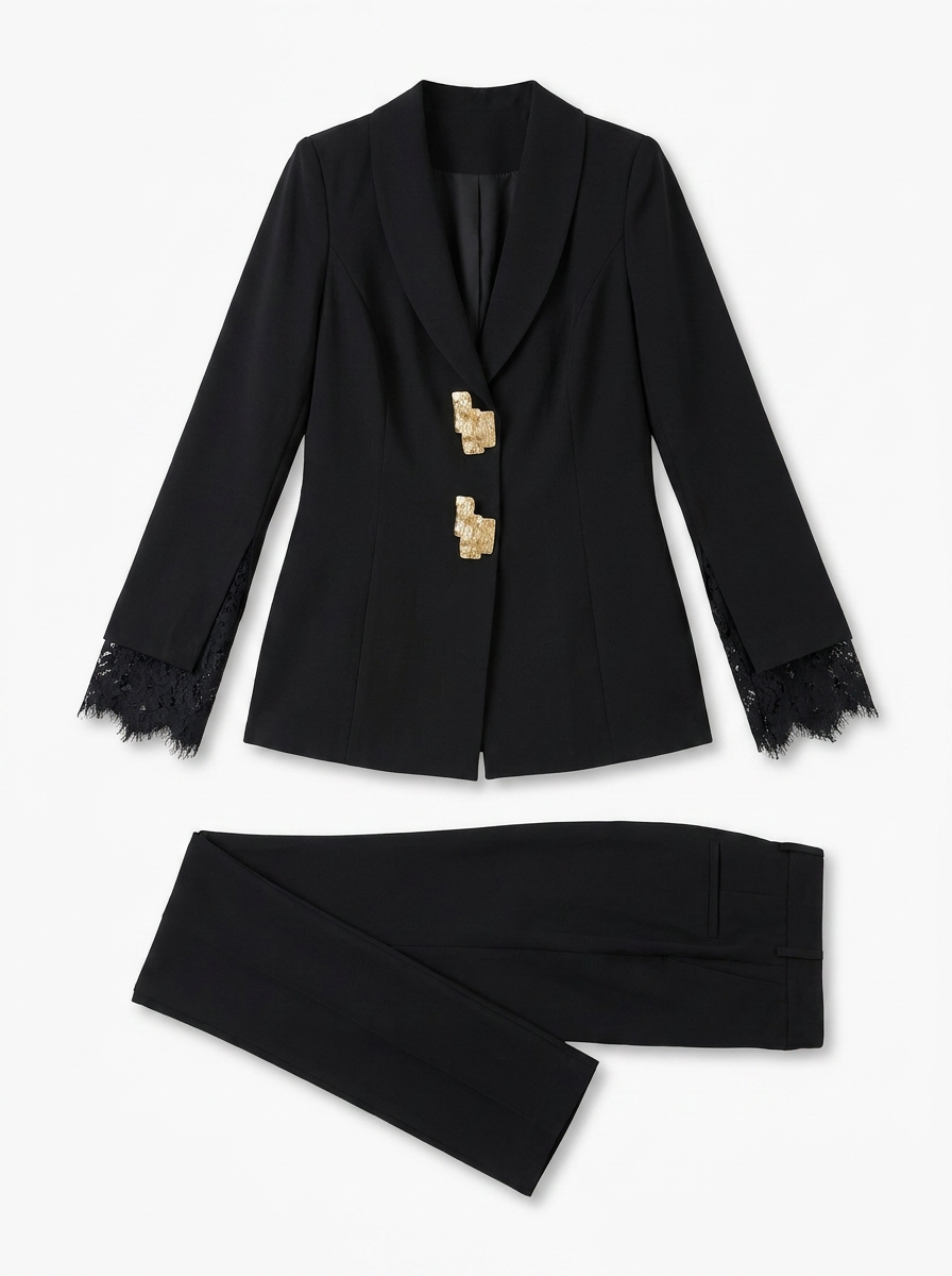 Abstract Gold Clasp Tailored Suit