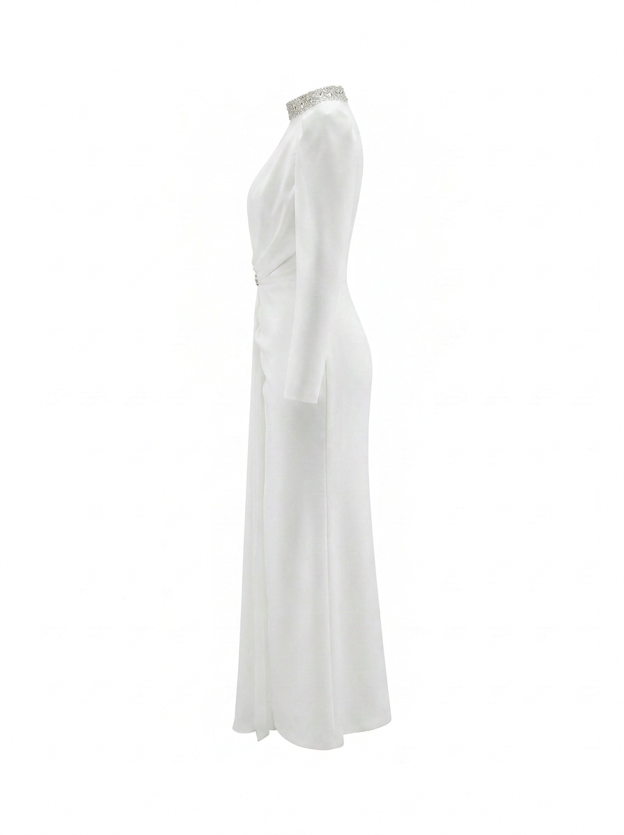 Crystal Embellished Draped Gown