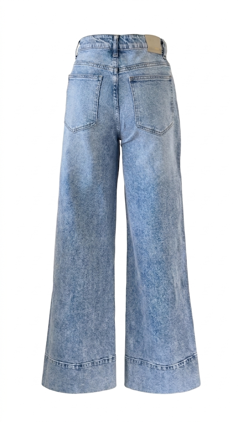ג׳ינס כחול בהיר בגזרת wide leg