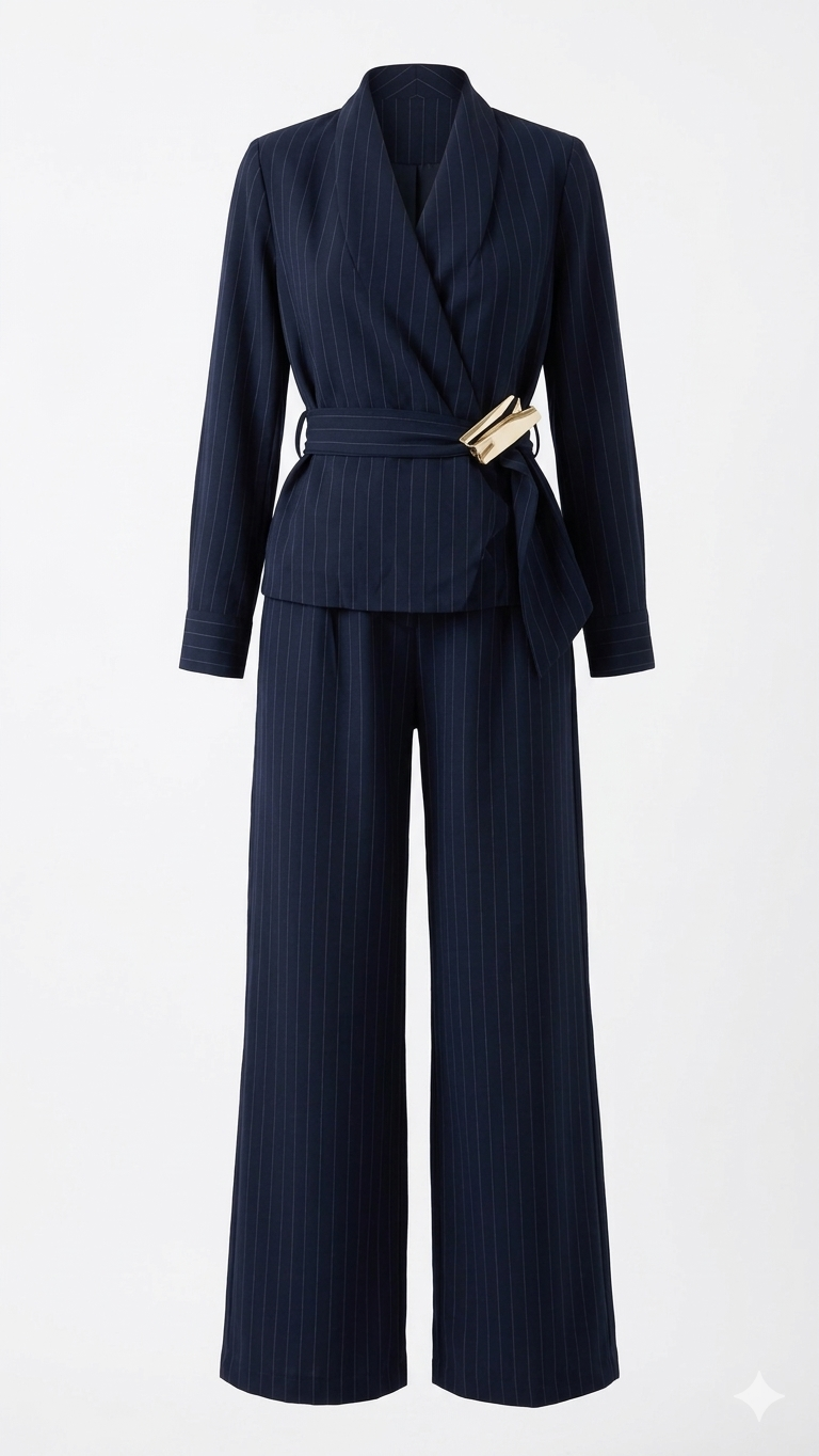 חליפת פסים עם אבזם זהב