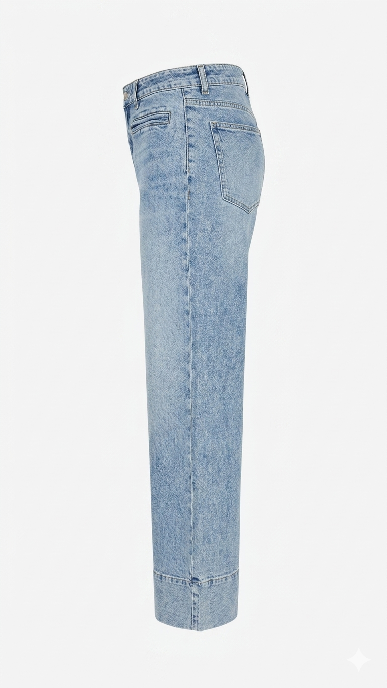 ג׳ינס כחול בהיר בגזרת wide leg