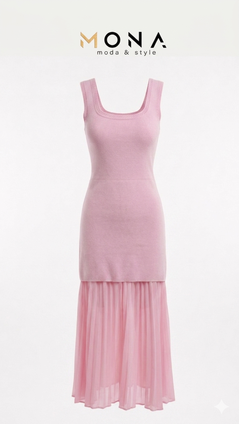Maxi Dress with Pleated Hem