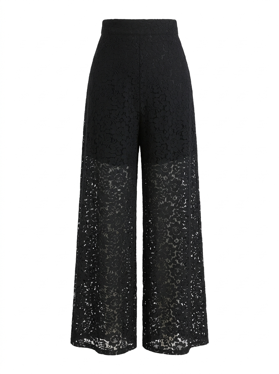 Black Lace Tailored Trousers