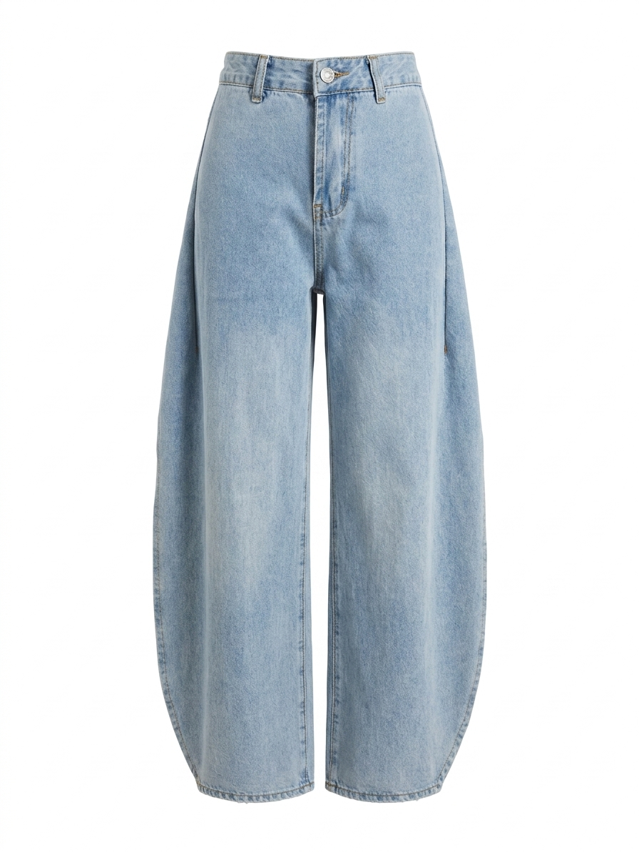 High-Waisted Side Slit Balloon Jeans