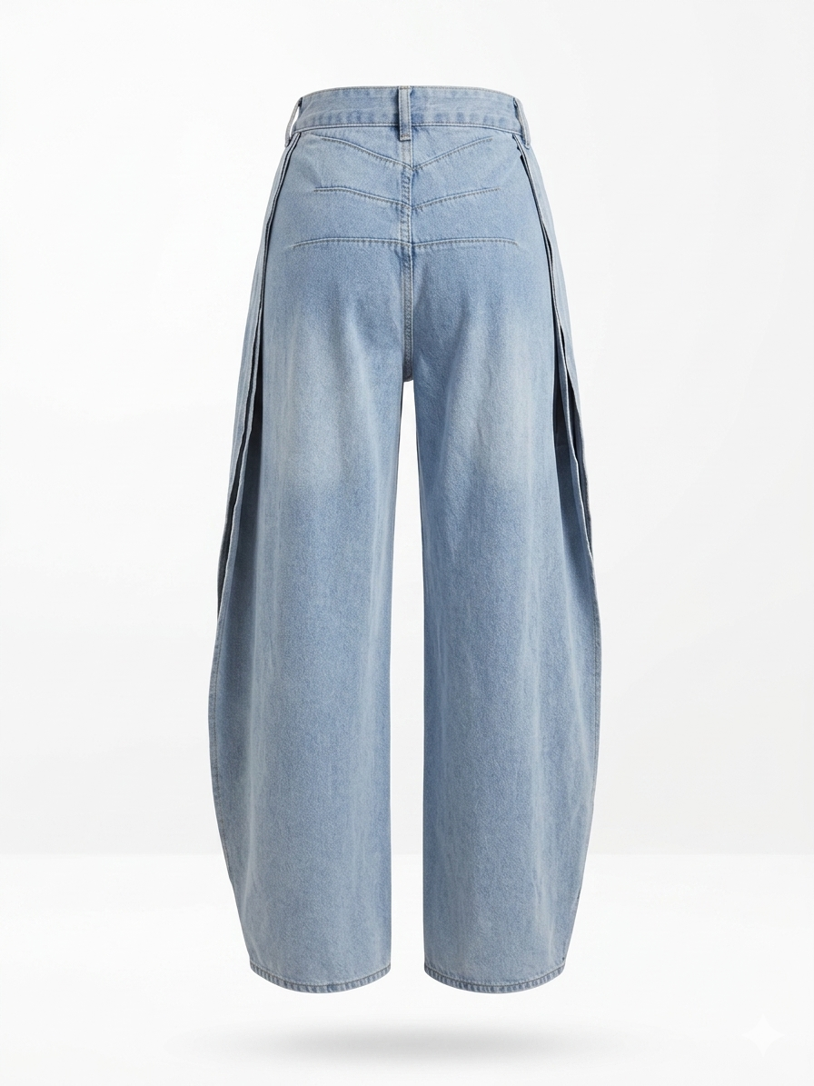 High-Waisted Side Slit Balloon Jeans