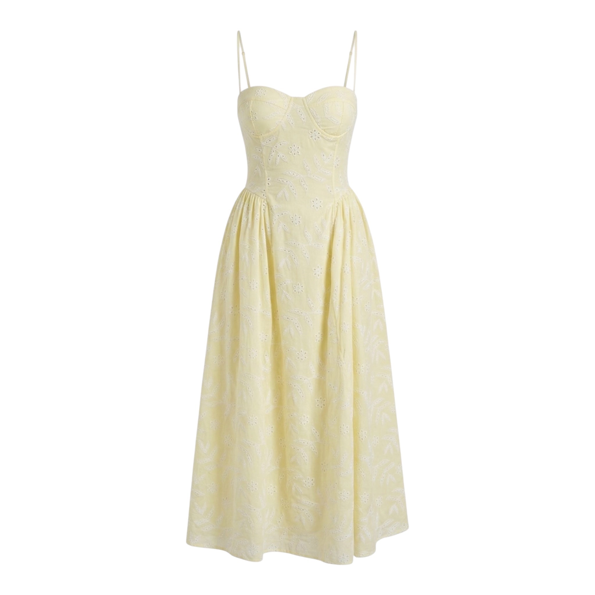 Pastel Lemon Eyelet Bustier Dress