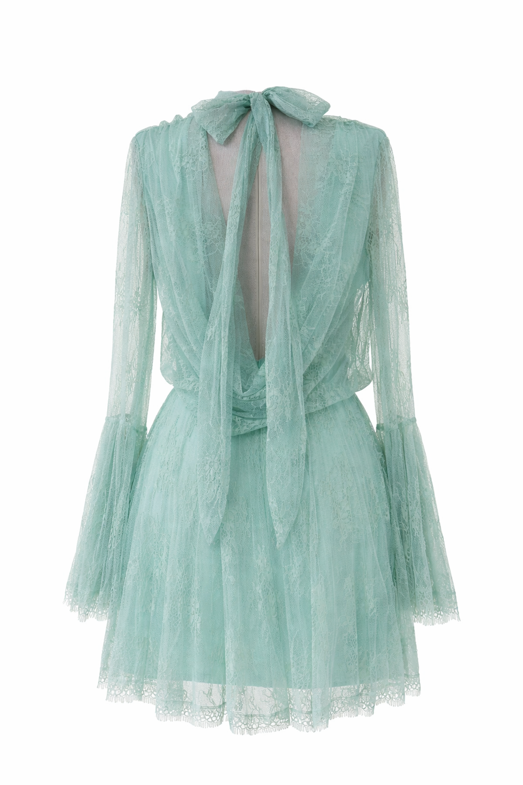 Turquoise Lace Bell Sleeve Dress