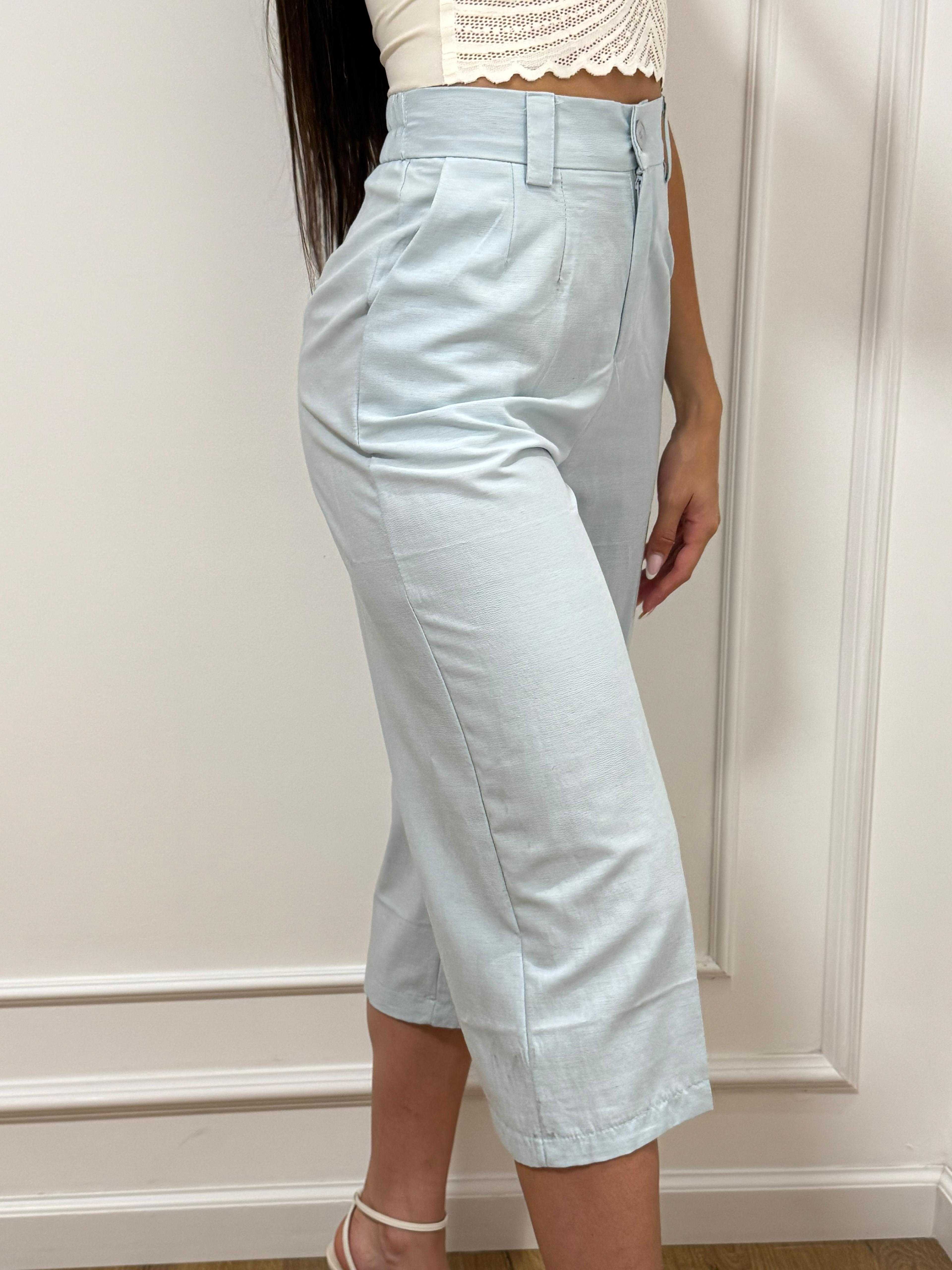 High Waisted Tailored 3/4 Length Chino Pants