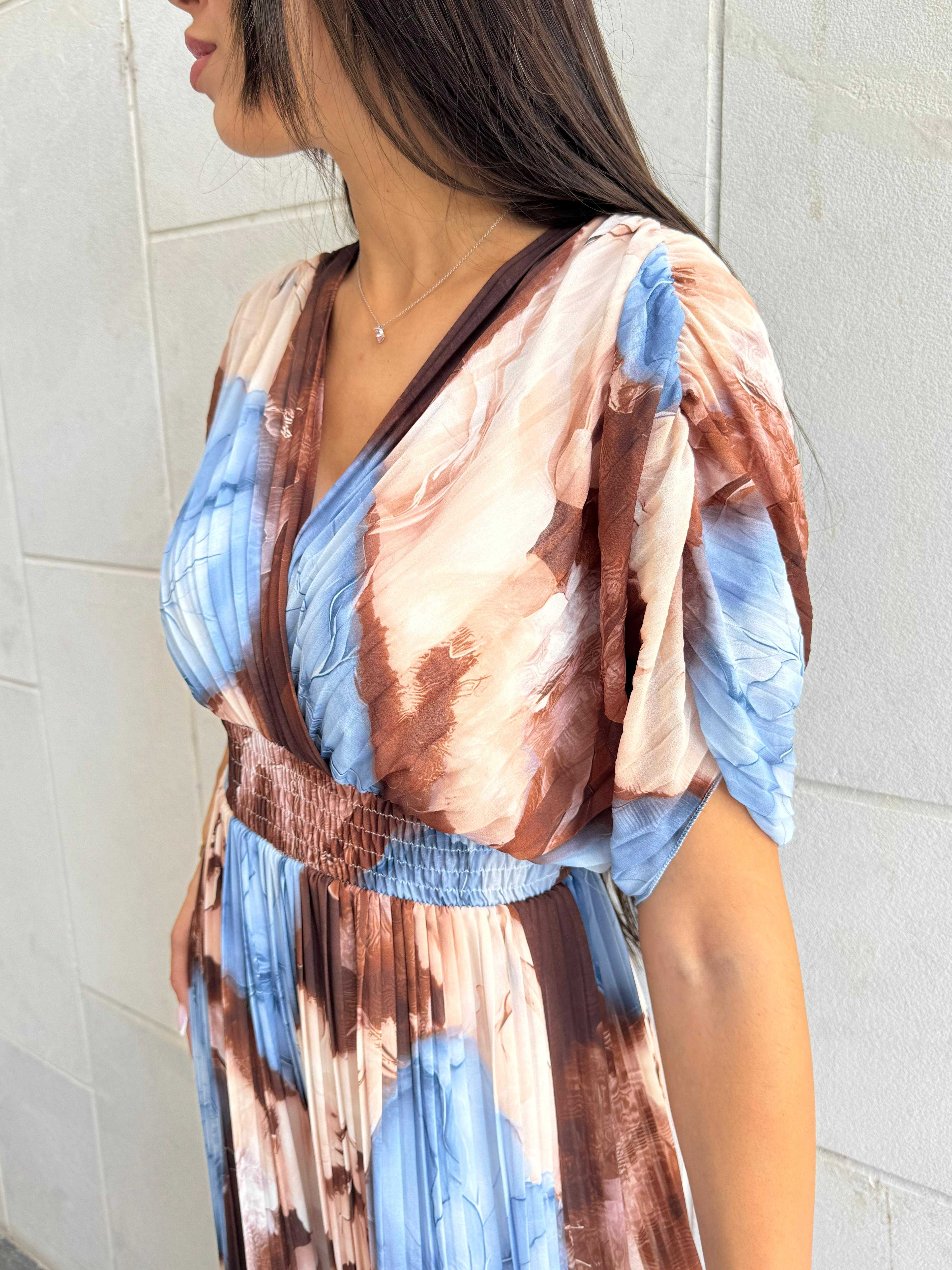 Printed Chiffon V Neck Jumpsuit