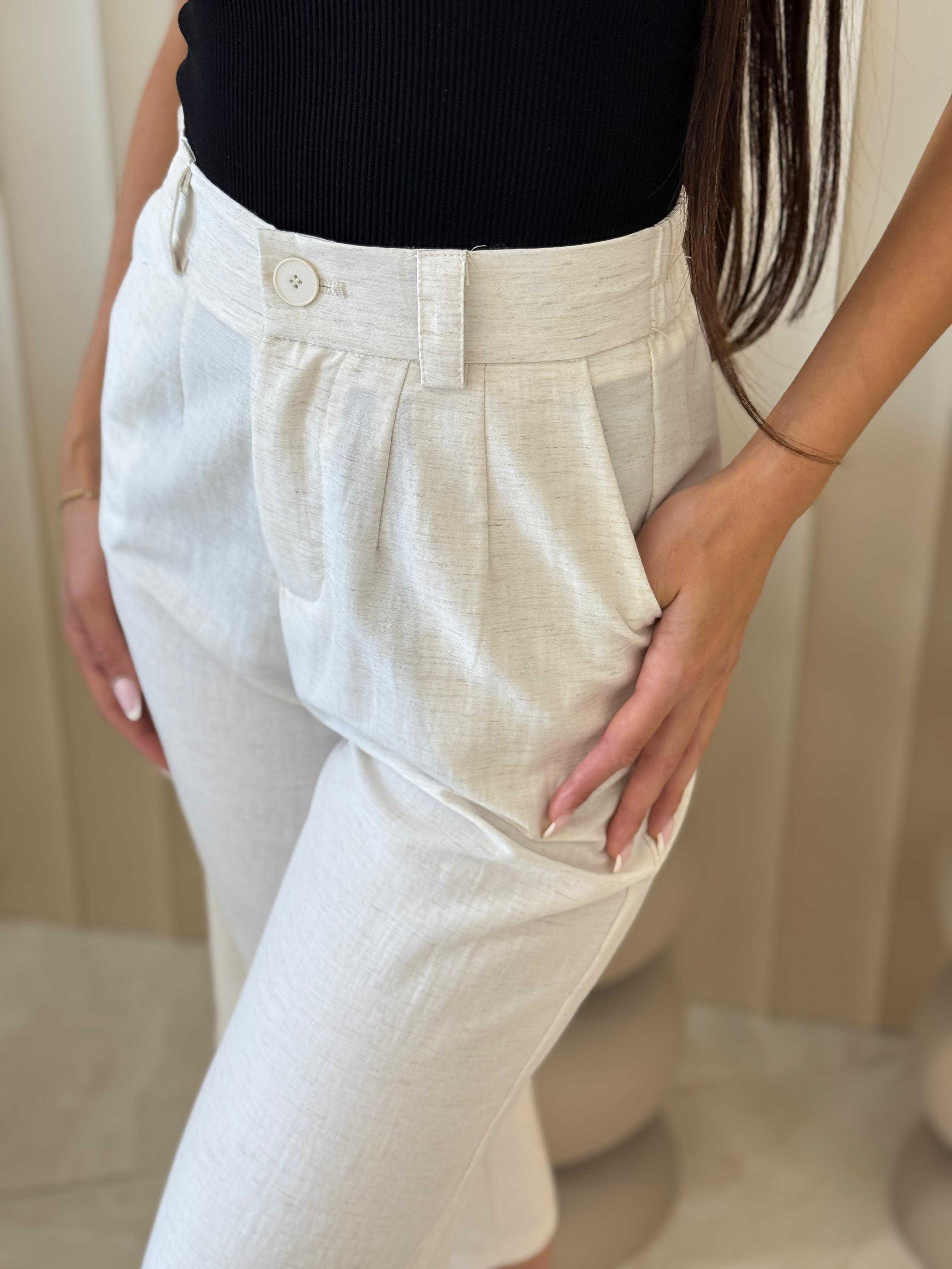 High Waisted Tailored 3/4 Length Chino Pants