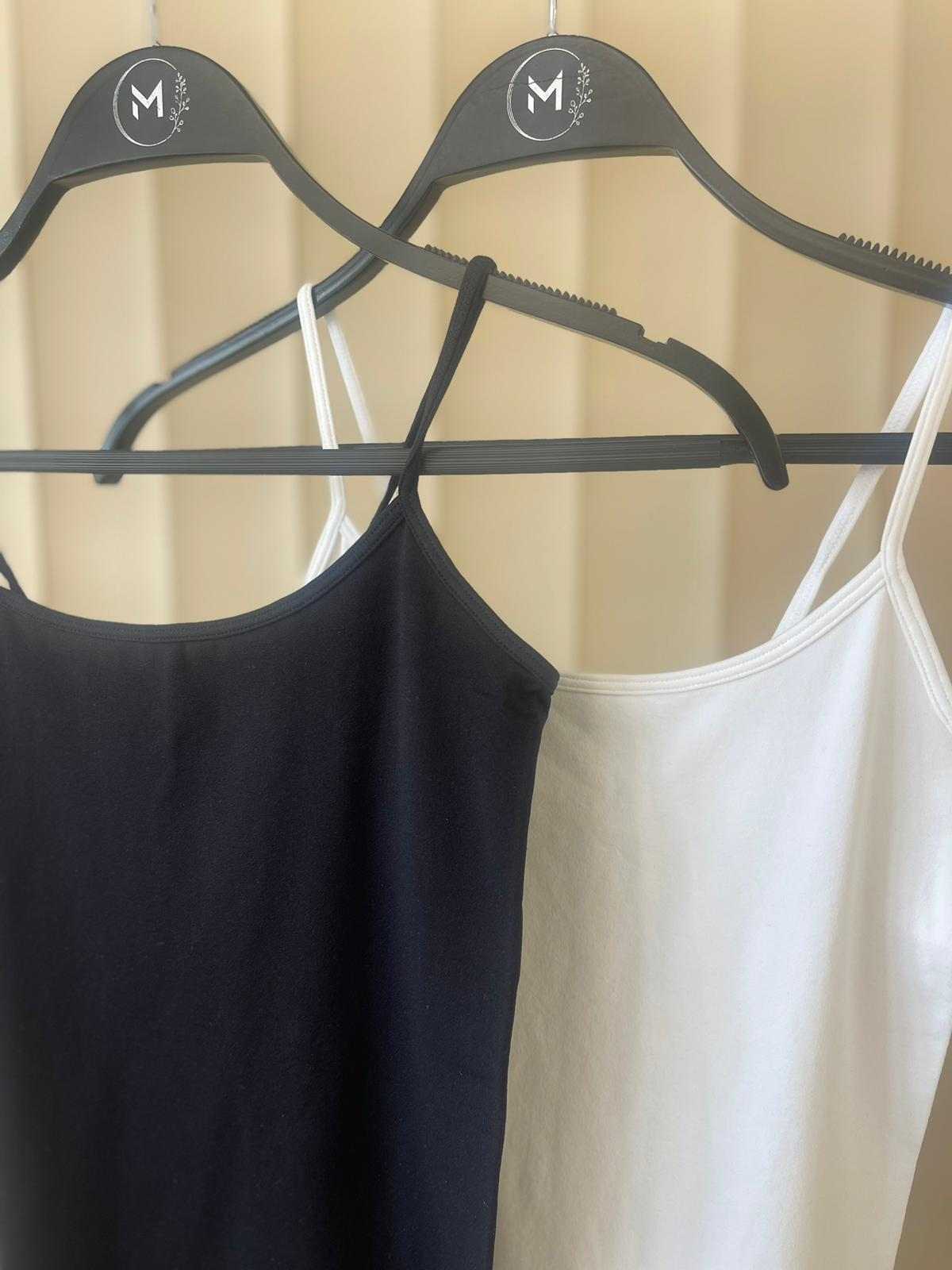 Basic black-white Thin Strap Camisole Top