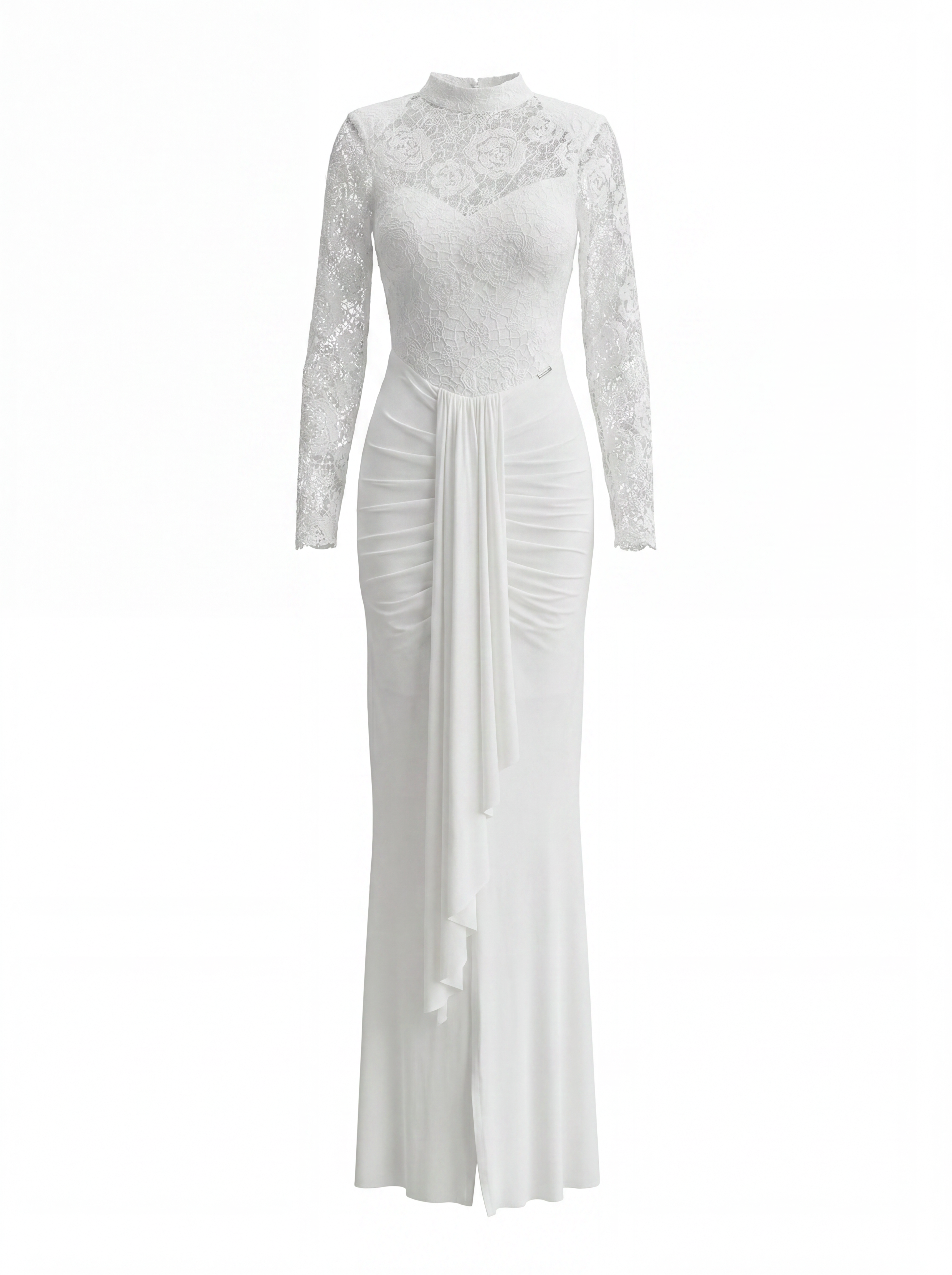 Floral Lace Ruched Maxi Gown