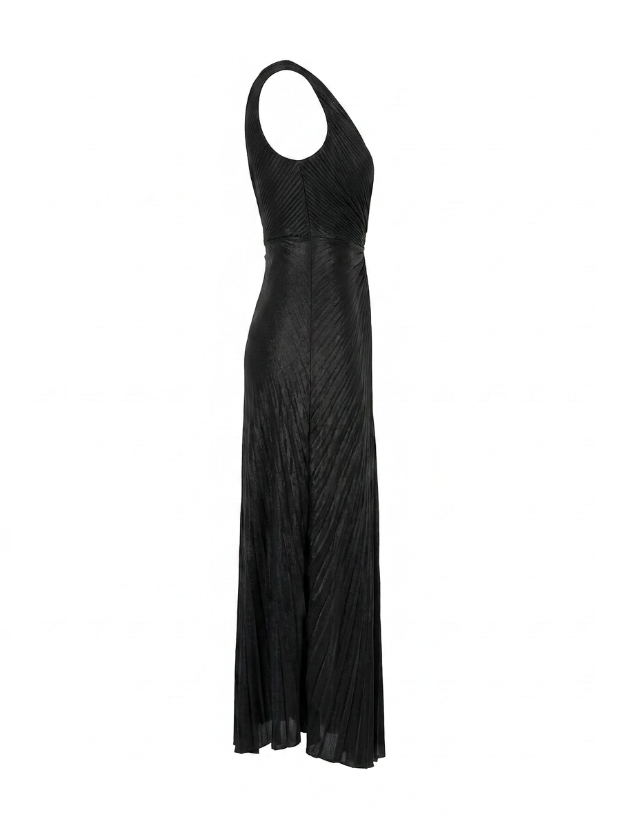 One-Shoulder Pleated Cutout Maxi Dress