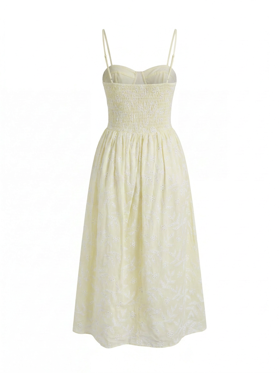 Pastel Lemon Eyelet Bustier Dress
