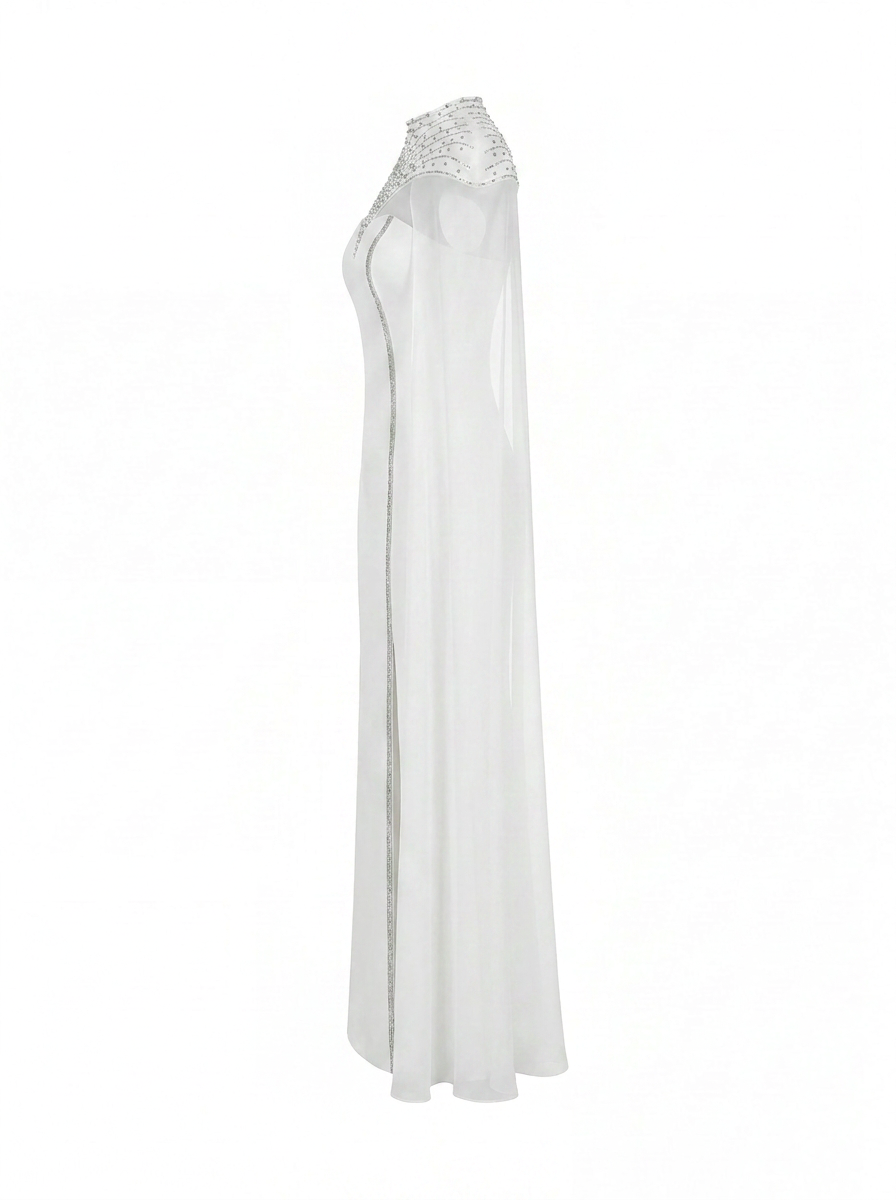 Celestial Crystal Cape Gown