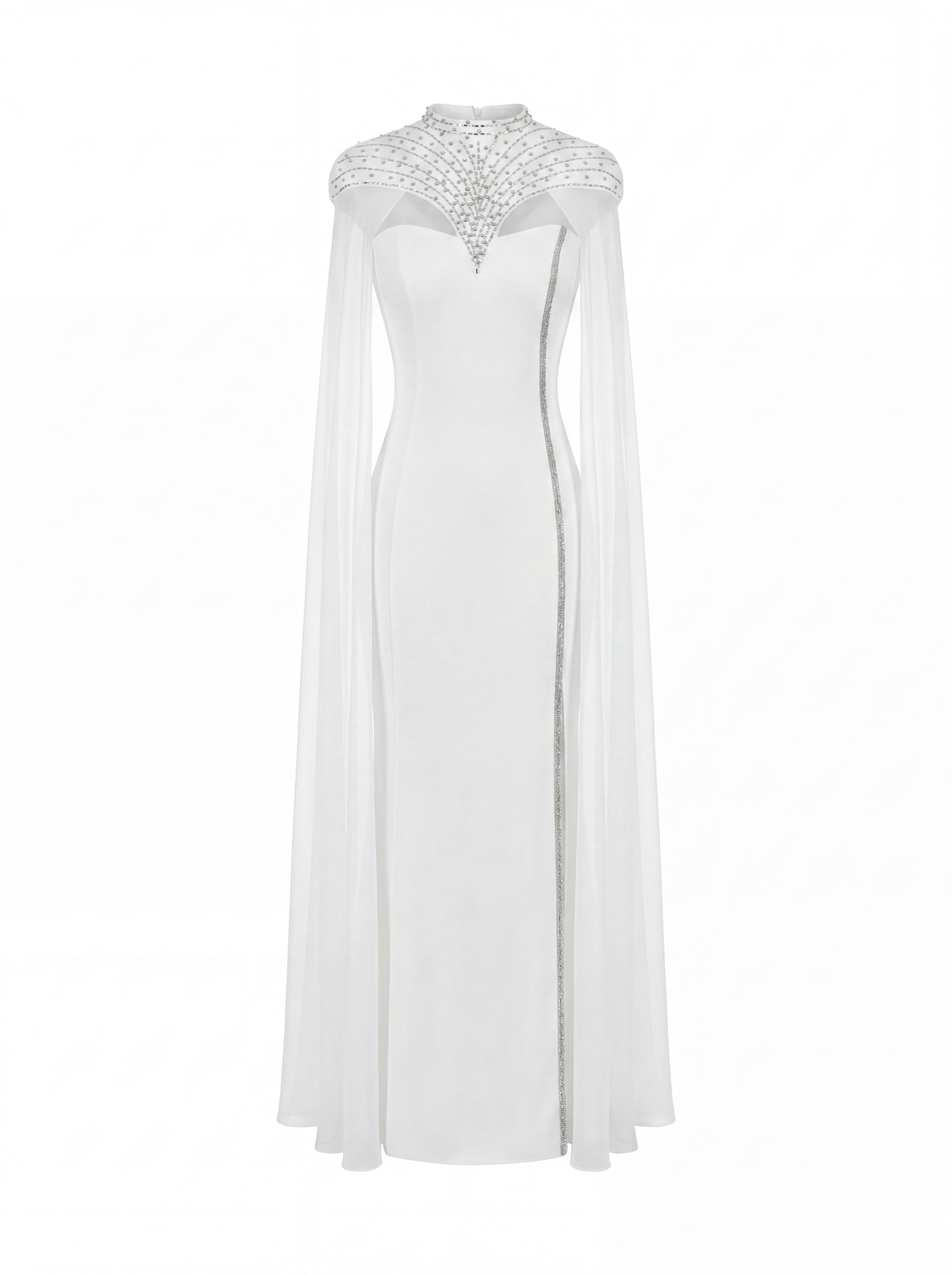 Celestial Crystal Cape Gown